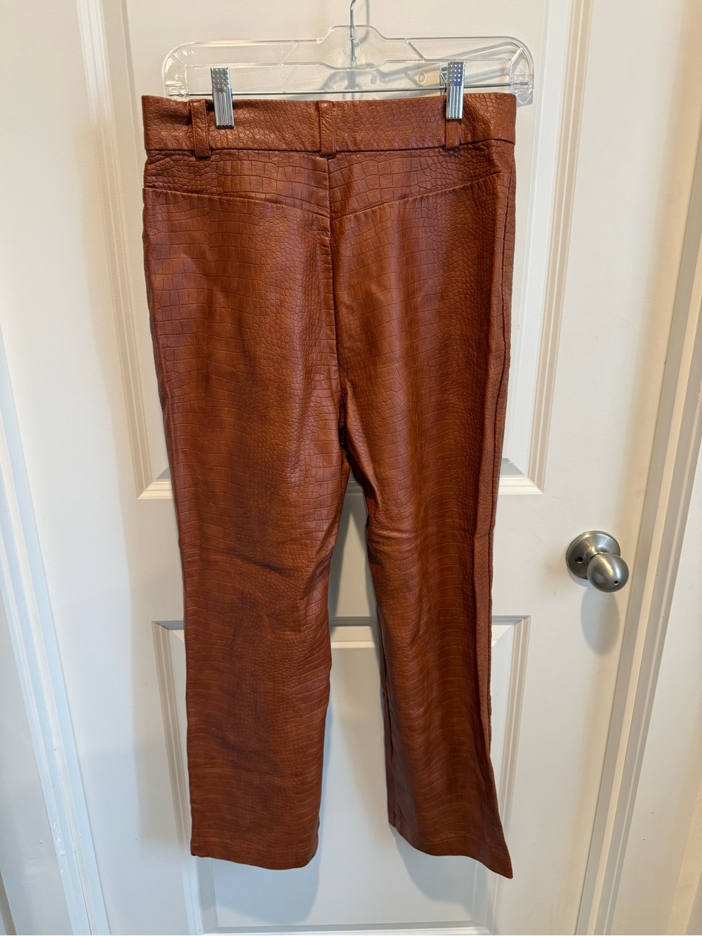 Bardot Brown Croc Embossed Faux Leather Straight Leg Pants US 8 - Picture 4 of 4